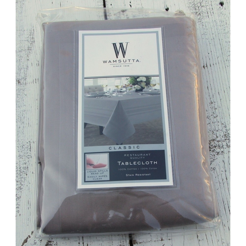 WAMSUTTA Restaurant Quality Classic NEW 90" ROUND TABLECLOTH in Gray NEW